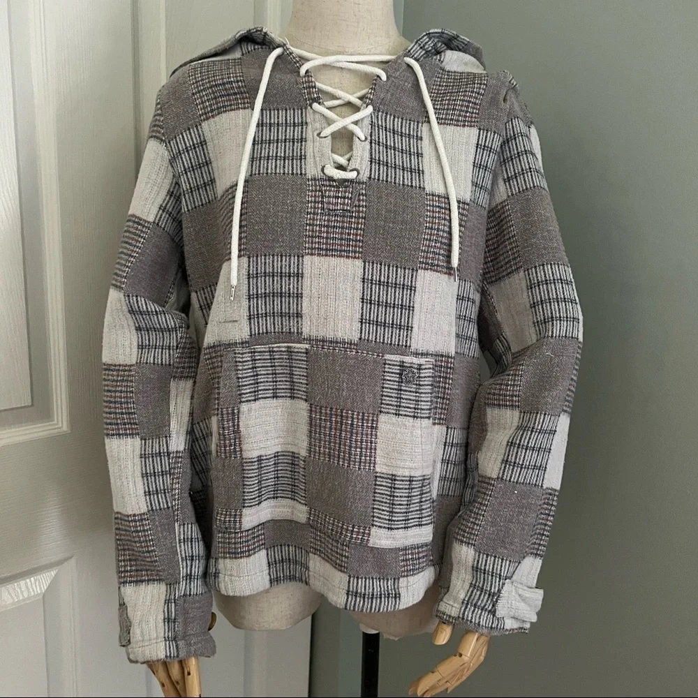 Obey Plaid Patchwork Oversized Relaxed Fit Soft Hoodie Size M - Picture 1 of 14